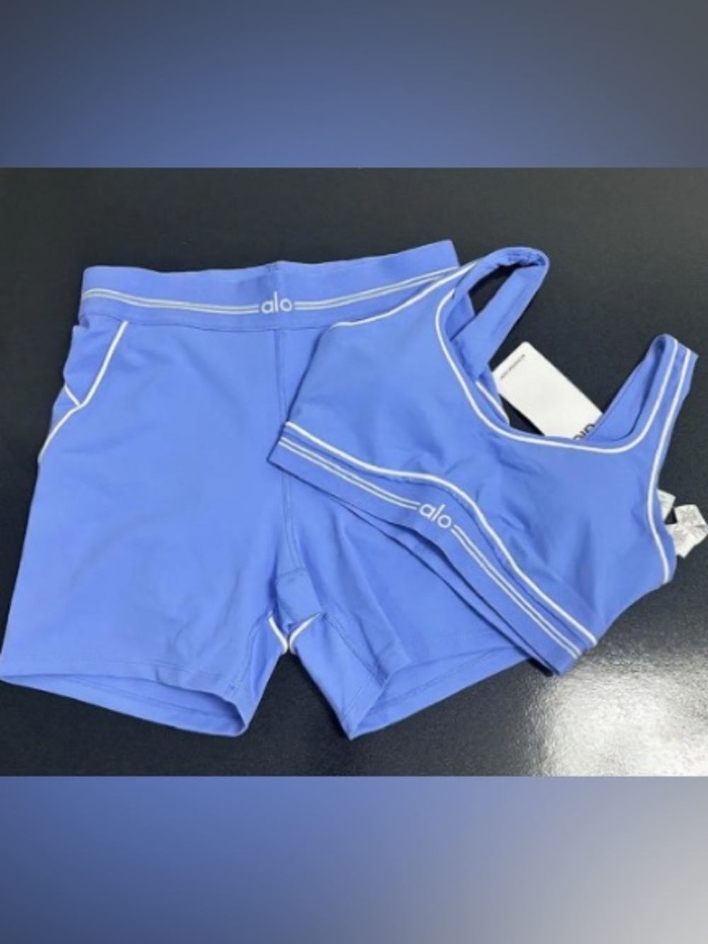 Alo Yoga Women's Blue Shorts Set